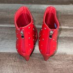 Yoki ‎ Gabriella Women Red Faux Leather Silver Studded Heel Ankle Boot Bootie 8 Photo 3