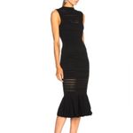 Alexis  Rilla Knit Midi Dress trumpet crochet black fall semi sheer size M Photo 3