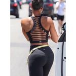 ALO YOGA Movement Sports Bra Crop Top Lace Up Corset Black Size Small Photo 2