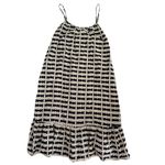 Bel Kazan Bow Print Maxi Dress Black White Ruffle Hem Boho Resort large Photo 2