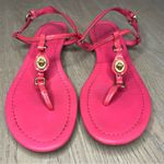 Coach  Robyn Turn Lock Leather T-Strap Thong Sandals Hot Pink Women’s Size 7.5 Photo 3
