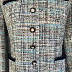 blue tweed woven size 2 Lady jacket navy trim cameo buttons Photo 4