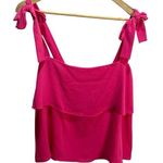 Entro Pink Layered Tank Top S Blouse Tie Straps Girly Flowy Photo 0
