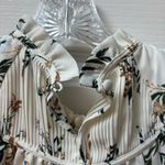 Banana Republic White Floral Ruffled Bib Collar Tank Blouse Photo 3