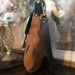 EL CEIBO HANDCRAFTED TAN SUEDE AND BLACK LEATHER CROSSBODY MESSENGER BAG Brown Photo 8