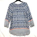 BeachLunchLounge S Boho Ikat Tunic Top Blue White Lightweight Coastal Vaca Chic Photo 3