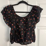 EXPRESS Black Ruffled Blouse with Watermelon Pattern Size L Photo 1