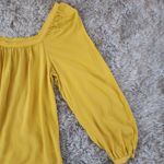 A New Day Square Neck Bubble Sleeve Embossed Stripe Blouse Yellow Size Small Photo 3