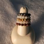 Bundle of 5 Stone Bead Rings Green Photo 1