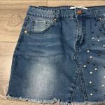 Authurna Denim Blue Pearled Mini Distressed Summer Skirt 5 Photo 5