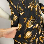 JUST Female Dress Elay Leaves Print Wrap Floral Black Golden Yellow Size Small Photo 10