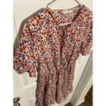 Women’s Dress Floral Ruffle Kirundo Small Orange Blue Tie Short Sleeve Summer Pink Photo 3