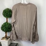 ZARA  Brown Taupe Long Bell Sleeve Drape Wrap Blouse Top NEW XL Photo 1