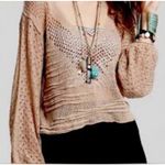 Free People Women's Taupe/Brown Open Knit Long Sleeve Pullover Sweater Small Photo 1