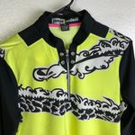 Jamie Sadock Womens Medium 1/4 Zip Top Golf Yellow Dragon Signed Black Stretch Photo 2