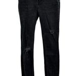 Free People Dark Gray Stone Wash Mid Rise Distressed Raw Hem Cropped Jeans Sz 27 Photo 0