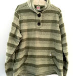 Avalanche  Outdoor Supply Sweater Size XL Green Striped Quarter Button Teddy Coat Photo 0
