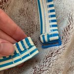 Aerie  Bridget Ruffle Trim Bikini Striped Underwire Halter Swim Top Blue Size 36C Photo 3