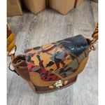 Handmade  Embossed Tooled Brown Leather Multicolor Boho Bucket Shoulder Bag Photo 8