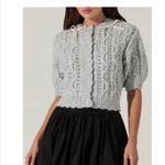 ASTR NWT  the Label Bow Cable Stitch Short Sleeve Cardigan Small, GREY Photo 1