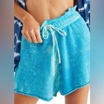 Free People  Summertime Blues Knit Drawstring Shorts in Blue Butterfly Combo NWT Photo 0