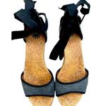 UGG  Australia Amell Open Toe Canvas Lace Up Jute Wedge, Dark Gray/Black, Size 8 Photo 0