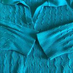 kim rogers  Cableknit Polo Sweater Green/Teal Size Medium Photo 6