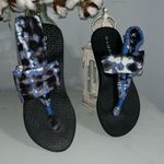 Rampage Sandals Flip Flops Bandana Shoes Blue Knit Tie Dye Womens 6 Photo 2