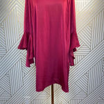 Bar III  Bell Sleeve Ruffled‎ Shift Dress in Berry Photo 4