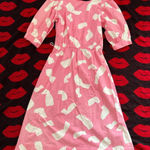 Vintage 80s Sears pink abstract puffy dress S Photo 0