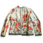 Coldwater Creek  Women’s Orange Yellow Linen Floral Blazer Jacket‎ Sz XS Photo 3