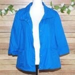 Coldwater Creek Blue Button Up Jacket Size 10 Lined 3/4 Sleeve Pockets Photo 4