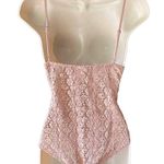 H & M Dusty Rose Crochet Lace Scalloped Edge Teddy Bodysuit ~ Women's Size LARGE Photo 2