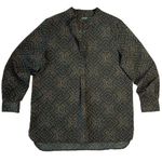 Lauren Ralph Lauren Women's XL Blouse Black Gold Tunic Sleek Silky Photo 0