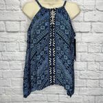 MiracleSuit  Paillette Peephole High Neck Tankini Top Size 14 Blue Stripe New Photo 1