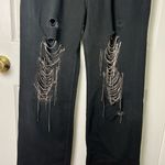 Retrofête Retrofete Black Cotton Embellished Rhinestone Drape Marlowe Straight Jean 29 Photo 3