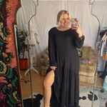 Free People FP Beach Tiered Long Sleeve Maxi Dress with Slit Black Size Small Photo 0