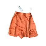 Boohoo Orange Tall High Waist Satin Cargo Shorts Size 4 NEW Photo 3
