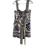 Farm Rio  size small Blue pineapple garden romper white shorts tie tropical vaca Photo 1