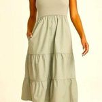 Maurice's Tiered Tank Midi Dress Olive Sage Green Photo 0