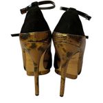Brian Atwood Campisa black suede and bronze snakeskin embossed stiletto heels Photo 5