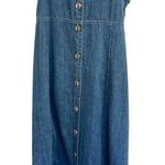 Vintage Western Button Front Denim Jumper Maxi Dress Sleeveless Y2K size 14 Blue Photo 0