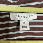 Topshop  Brown Striped Button Down Shirt Sz M Photo 4
