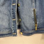Chico's  Blue Denim Full Zip Jacket Women S Classic Collarless Basic Closet Staple Photo 2