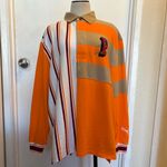 Puma  Orange Tan White Burgundy Striped Collegiate Logo Collared Shirt $95 NWT M Photo 8