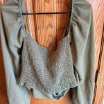 Cider  4XL~Shirred CROP Style Shirt~Olive Green Plus Size 4X Photo 5