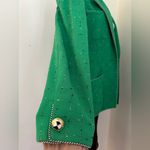 Tweed Emerald Green 1 Button Rope Edges Blazer 4 Deep Pockets & Belt Sz M/L Size M Photo 7