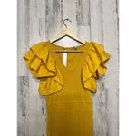 Haute Monde  Mustard Yellow Ruffle Sleeve Jumpsuit | Women’s Small | Stretchy Rib Photo 4