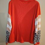 XL Waffle Knit Orange and Big Cat Print Long Sleeve Shirt Photo 2
