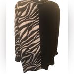 Bob Mackie Wearable Art 100% Silk Blouse M Animal Zebra Print LS Button Up Artsy Photo 3